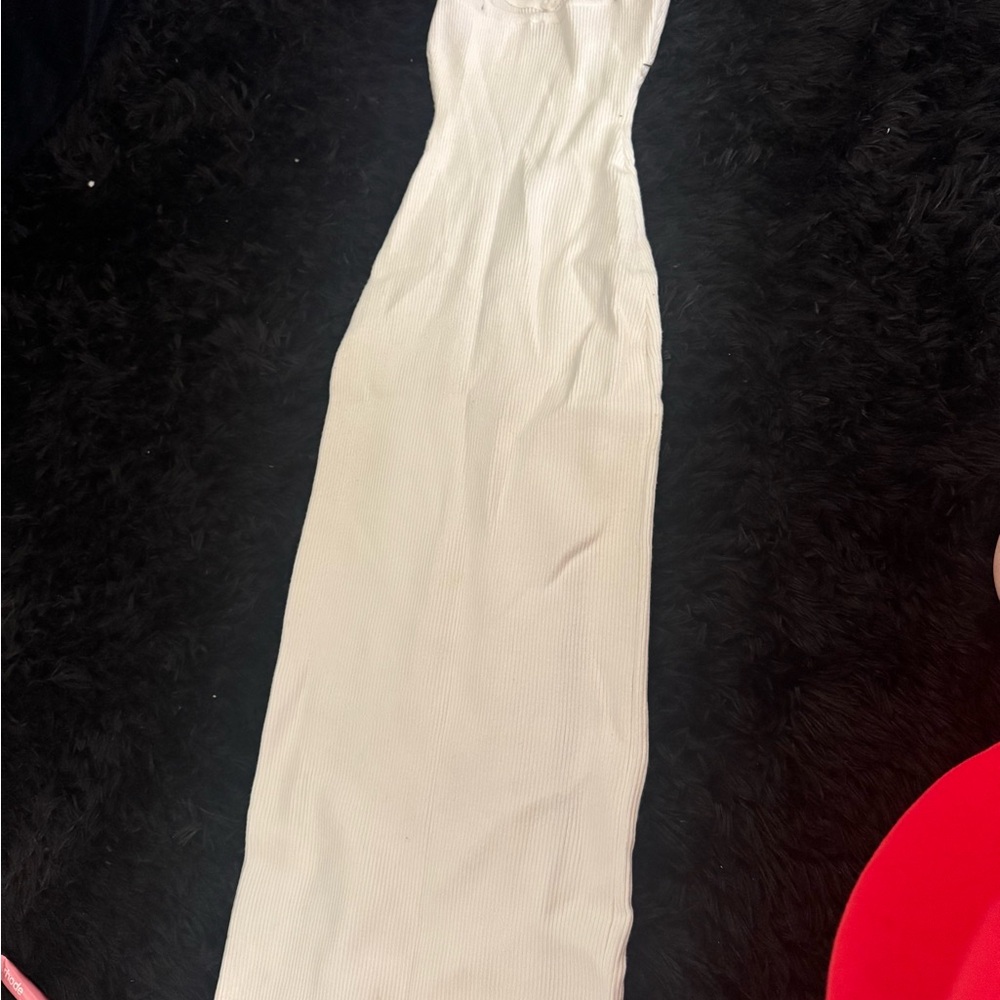 White Ribbed Bodycon Maxi Dress - Picture 2 of 4